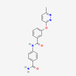molecular formula C19H16N4O3 B5592370 N-[4-(aminocarbonyl)phenyl]-3-[(6-methyl-3-pyridazinyl)oxy]benzamide 