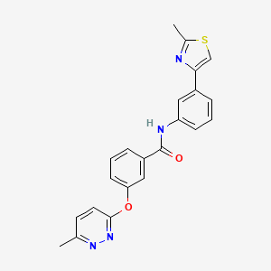 molecular formula C22H18N4O2S B5592416 3-[(6-methyl-3-pyridazinyl)oxy]-N-[3-(2-methyl-1,3-thiazol-4-yl)phenyl]benzamide 