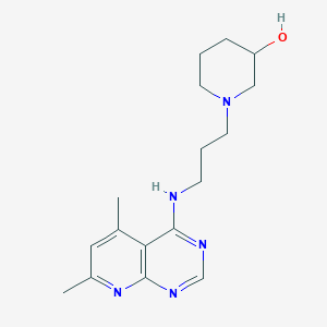 molecular formula C17H25N5O B5592424 1-{3-[(5,7-dimethylpyrido[2,3-d]pyrimidin-4-yl)amino]propyl}piperidin-3-ol 