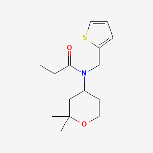 molecular formula C15H23NO2S B5592543 N-(2,2-二甲基四氢-2H-吡喃-4-基)-N-(2-噻吩甲基)丙酰胺 