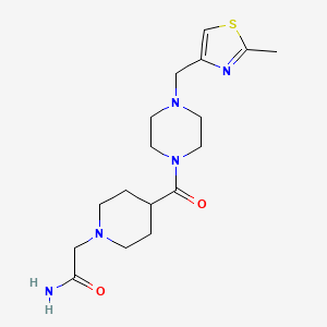 molecular formula C17H27N5O2S B5592594 2-[4-({4-[(2-methyl-1,3-thiazol-4-yl)methyl]-1-piperazinyl}carbonyl)-1-piperidinyl]acetamide 