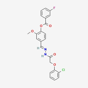 molecular formula C23H18ClFN2O5 B5592625 4-{2-[(2-chlorophenoxy)acetyl]carbonohydrazonoyl}-2-methoxyphenyl 3-fluorobenzoate 