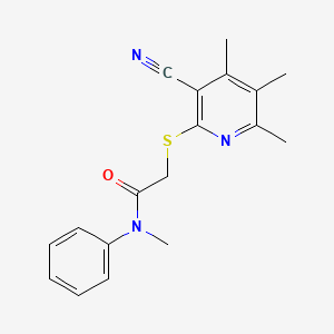 molecular formula C18H19N3OS B5592642 2-[(3-cyano-4,5,6-trimethylpyridin-2-yl)thio]-N-methyl-N-phenylacetamide 