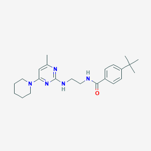 molecular formula C23H33N5O B5592646 4-tert-butyl-N-(2-{[4-methyl-6-(1-piperidinyl)-2-pyrimidinyl]amino}ethyl)benzamide 