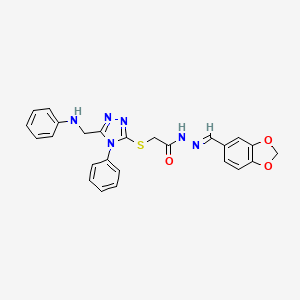 2-{[5-(anilinomethyl)-4-phenyl-4H-1,2,4-triazol-3-yl]thio}-N'-(1,3-benzodioxol-5-ylmethylene)acetohydrazide