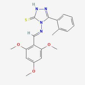 molecular formula C19H20N4O3S B5592671 5-(2-甲基苯基)-4-[(2,4,6-三甲氧基亚苄基)氨基]-4H-1,2,4-三唑-3-硫醇 