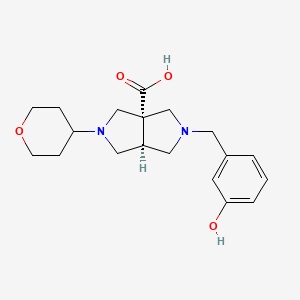 molecular formula C19H26N2O4 B5592730 (3aS*,6aS*)-2-(3-hydroxybenzyl)-5-(tetrahydro-2H-pyran-4-yl)hexahydropyrrolo[3,4-c]pyrrole-3a(1H)-carboxylic acid 