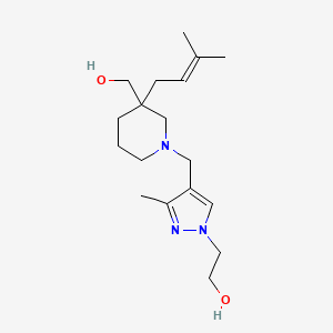 molecular formula C18H31N3O2 B5592757 2-(4-{[3-(hydroxymethyl)-3-(3-methylbut-2-en-1-yl)piperidin-1-yl]methyl}-3-methyl-1H-pyrazol-1-yl)ethanol 