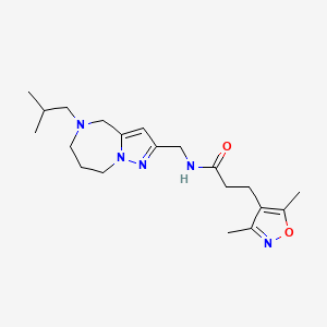 molecular formula C20H31N5O2 B5592768 3-(3,5-dimethylisoxazol-4-yl)-N-[(5-isobutyl-5,6,7,8-tetrahydro-4H-pyrazolo[1,5-a][1,4]diazepin-2-yl)methyl]propanamide 