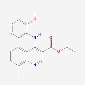 molecular formula C20H20N2O3 B5592772 ethyl 4-[(2-methoxyphenyl)amino]-8-methyl-3-quinolinecarboxylate 