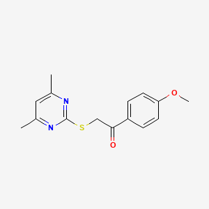 molecular formula C15H16N2O2S B5592782 2-[(4,6-dimethyl-2-pyrimidinyl)thio]-1-(4-methoxyphenyl)ethanone 