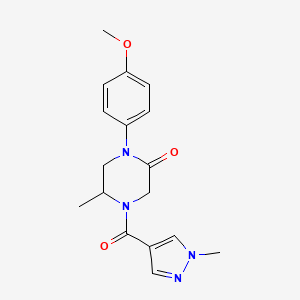 molecular formula C17H20N4O3 B5592787 1-(4-methoxyphenyl)-5-methyl-4-[(1-methyl-1H-pyrazol-4-yl)carbonyl]-2-piperazinone 