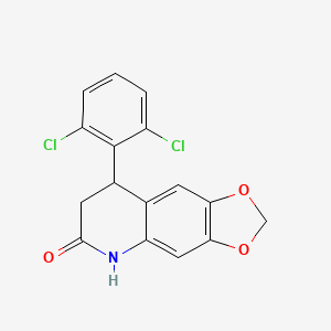 molecular formula C16H11Cl2NO3 B5592814 8-(2,6-二氯苯基)-7,8-二氢[1,3]二氧杂环[4,5-g]喹啉-6(5H)-酮 