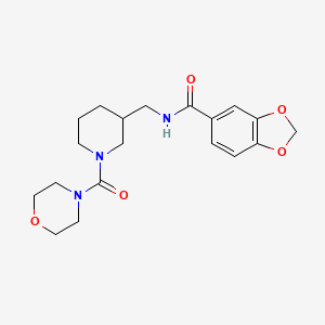 molecular formula C19H25N3O5 B5592920 N-{[1-(morpholin-4-ylcarbonyl)piperidin-3-yl]methyl}-1,3-benzodioxole-5-carboxamide 