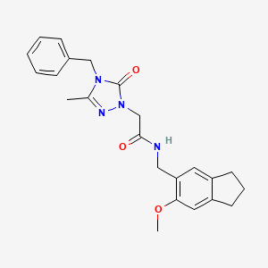 molecular formula C23H26N4O3 B5592966 2-(4-benzyl-3-methyl-5-oxo-4,5-dihydro-1H-1,2,4-triazol-1-yl)-N-[(6-methoxy-2,3-dihydro-1H-inden-5-yl)methyl]acetamide 