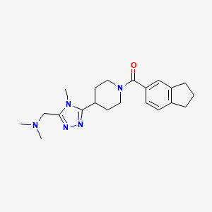 molecular formula C21H29N5O B5592985 ({5-[1-(2,3-dihydro-1H-inden-5-ylcarbonyl)piperidin-4-yl]-4-methyl-4H-1,2,4-triazol-3-yl}methyl)dimethylamine 