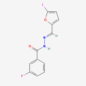 molecular formula C12H8FIN2O2 B5593004 3-氟-N'-[(5-碘-2-呋喃基)亚甲基]苯甲酰肼 