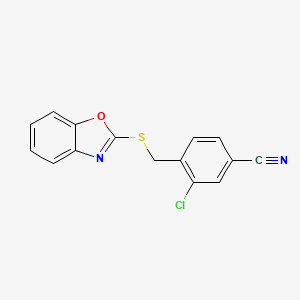 molecular formula C15H9ClN2OS B5593012 4-[(1,3-benzoxazol-2-ylthio)methyl]-3-chlorobenzonitrile 