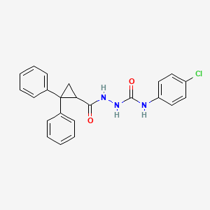 molecular formula C23H20ClN3O2 B5593014 N-(4-chlorophenyl)-2-[(2,2-diphenylcyclopropyl)carbonyl]hydrazinecarboxamide 