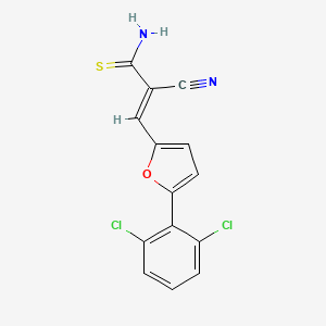 molecular formula C14H8Cl2N2OS B5593020 2-cyano-3-[5-(2,6-dichlorophenyl)-2-furyl]-2-propenethioamide 