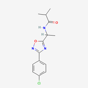 molecular formula C14H16ClN3O2 B5593028 N-{1-[3-(4-chlorophenyl)-1,2,4-oxadiazol-5-yl]ethyl}-2-methylpropanamide 