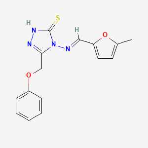 molecular formula C15H14N4O2S B5593111 4-{[(5-甲基-2-呋喃基)亚甲基]氨基}-5-(苯氧甲基)-4H-1,2,4-三唑-3-硫醇 