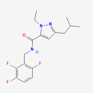 molecular formula C17H20F3N3O B5593192 1-ethyl-3-isobutyl-N-(2,3,6-trifluorobenzyl)-1H-pyrazole-5-carboxamide 