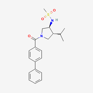 molecular formula C21H26N2O3S B5593204 N-[(3S*,4R*)-1-(4-biphenylylcarbonyl)-4-isopropyl-3-pyrrolidinyl]methanesulfonamide 