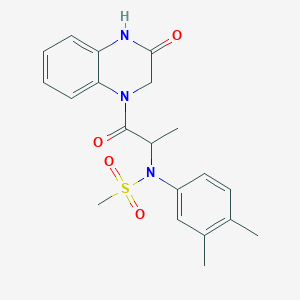 molecular formula C20H23N3O4S B5593217 N-(3,4-dimethylphenyl)-N-[1-methyl-2-oxo-2-(3-oxo-3,4-dihydro-1(2H)-quinoxalinyl)ethyl]methanesulfonamide 