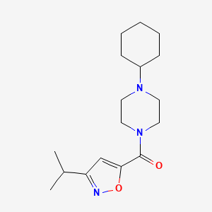 molecular formula C17H27N3O2 B5593251 1-cyclohexyl-4-[(3-isopropyl-5-isoxazolyl)carbonyl]piperazine 