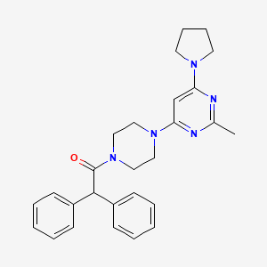 molecular formula C27H31N5O B5593284 4-[4-(diphenylacetyl)-1-piperazinyl]-2-methyl-6-(1-pyrrolidinyl)pyrimidine 