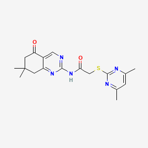 molecular formula C18H21N5O2S B5593299 N-(7,7-二甲基-5-氧代-5,6,7,8-四氢-2-喹唑啉基)-2-[(4,6-二甲基-2-嘧啶基)硫代]乙酰胺 