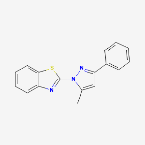 molecular formula C17H13N3S B5593314 2-(5-methyl-3-phenyl-1H-pyrazol-1-yl)-1,3-benzothiazole 