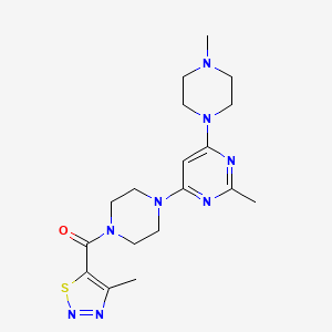 molecular formula C18H26N8OS B5593328 2-methyl-4-(4-methyl-1-piperazinyl)-6-{4-[(4-methyl-1,2,3-thiadiazol-5-yl)carbonyl]-1-piperazinyl}pyrimidine 
