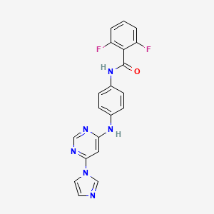 molecular formula C20H14F2N6O B5593339 2,6-difluoro-N-(4-{[6-(1H-imidazol-1-yl)-4-pyrimidinyl]amino}phenyl)benzamide 