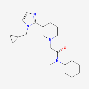 molecular formula C21H34N4O B5593348 N-cyclohexyl-2-{3-[1-(cyclopropylmethyl)-1H-imidazol-2-yl]-1-piperidinyl}-N-methylacetamide 