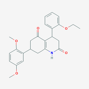 molecular formula C25H27NO5 B5593371 7-(2,5-dimethoxyphenyl)-4-(2-ethoxyphenyl)-4,6,7,8-tetrahydro-2,5(1H,3H)-quinolinedione 