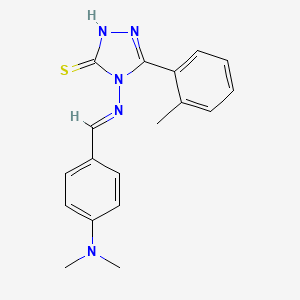 molecular formula C18H19N5S B5593376 4-{[4-(二甲氨基)亚苄基]氨基}-5-(2-甲苯基)-4H-1,2,4-三唑-3-硫醇 