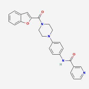 molecular formula C25H22N4O3 B5593417 N-{4-[4-(1-benzofuran-2-ylcarbonyl)-1-piperazinyl]phenyl}nicotinamide 