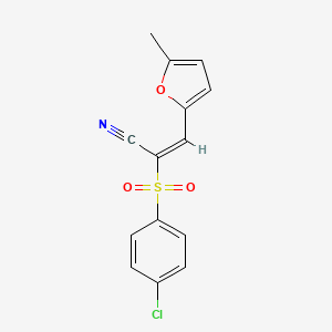 molecular formula C14H10ClNO3S B5593438 2-[(4-氯苯基)磺酰基]-3-(5-甲基-2-呋喃基)丙烯腈 