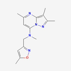 molecular formula C15H19N5O B5593479 N,2,3,5-tetramethyl-N-[(5-methylisoxazol-3-yl)methyl]pyrazolo[1,5-a]pyrimidin-7-amine 