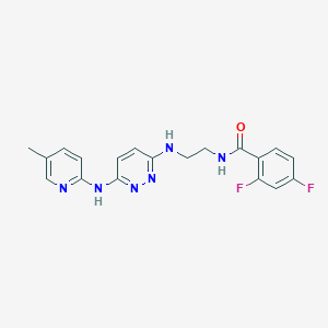 molecular formula C19H18F2N6O B5593506 2,4-difluoro-N-[2-({6-[(5-methyl-2-pyridinyl)amino]-3-pyridazinyl}amino)ethyl]benzamide 