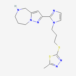 molecular formula C16H21N7S2 B5593523 2-(1-{3-[(5-methyl-1,3,4-thiadiazol-2-yl)thio]propyl}-1H-imidazol-2-yl)-5,6,7,8-tetrahydro-4H-pyrazolo[1,5-a][1,4]diazepine dihydrochloride 