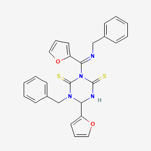 1-benzyl-3-[(benzylimino)(2-furyl)methyl]-6-(2-furyl)-1,3,5-triazinane-2,4-dithione