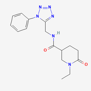 molecular formula C16H20N6O2 B5593572 1-乙基-6-氧代-N-[(1-苯基-1H-四唑-5-基)甲基]-3-哌啶甲酰胺 