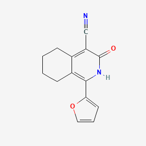 molecular formula C14H12N2O2 B5593642 1-(2-呋喃基)-3-羟基-5,6,7,8-四氢异喹啉甲腈 