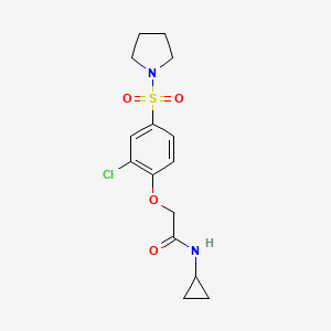 molecular formula C15H19ClN2O4S B5593646 2-[2-chloro-4-(1-pyrrolidinylsulfonyl)phenoxy]-N-cyclopropylacetamide 