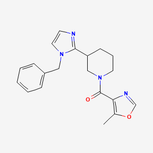 molecular formula C20H22N4O2 B5593707 3-(1-benzyl-1H-imidazol-2-yl)-1-[(5-methyl-1,3-oxazol-4-yl)carbonyl]piperidine 