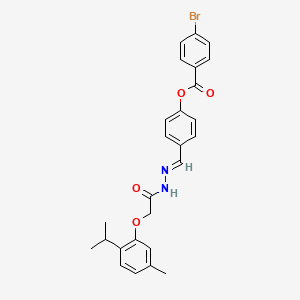 molecular formula C26H25BrN2O4 B5593731 4-{2-[(2-isopropyl-5-methylphenoxy)acetyl]carbonohydrazonoyl}phenyl 4-bromobenzoate 