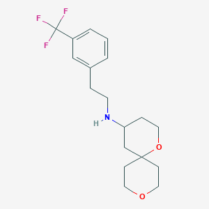 molecular formula C18H24F3NO2 B5593739 1,9-dioxaspiro[5.5]undec-4-yl{2-[3-(trifluoromethyl)phenyl]ethyl}amine 